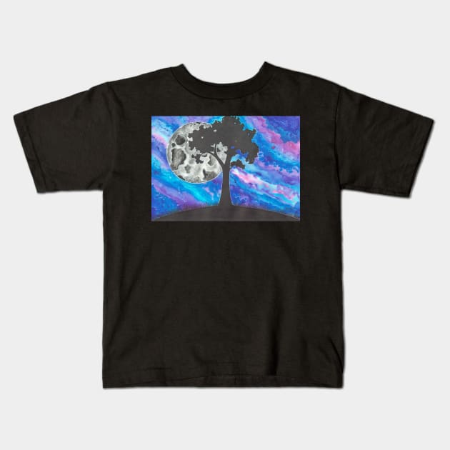 Moon and Tree Kids T-Shirt by SamuelJ